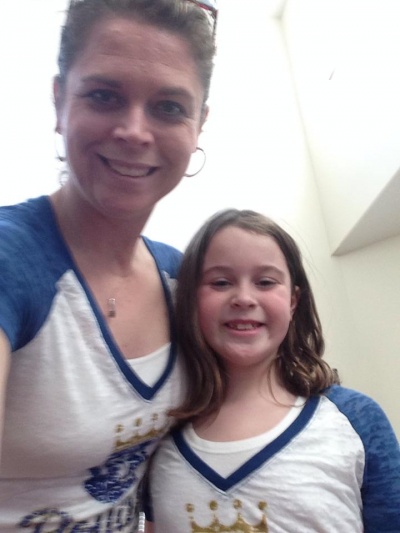 Sporting Royals gear with my daughter, Kate, before a World Series game!